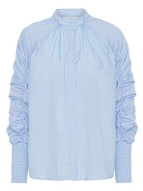 Karmamia Morgan Shirt Sky Blue High Neck Blouse Sleeveless Size S